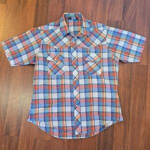 Career Club Pearl Snap Plaid Shirt Multicolor Western Size L 16–16.5 EUC